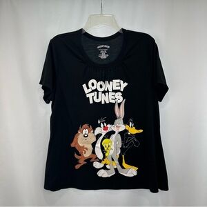 Looney Tunes T-Shirt Women's XXL 19 PEEK A BOO Bugs Bunny Tweety Black Junior